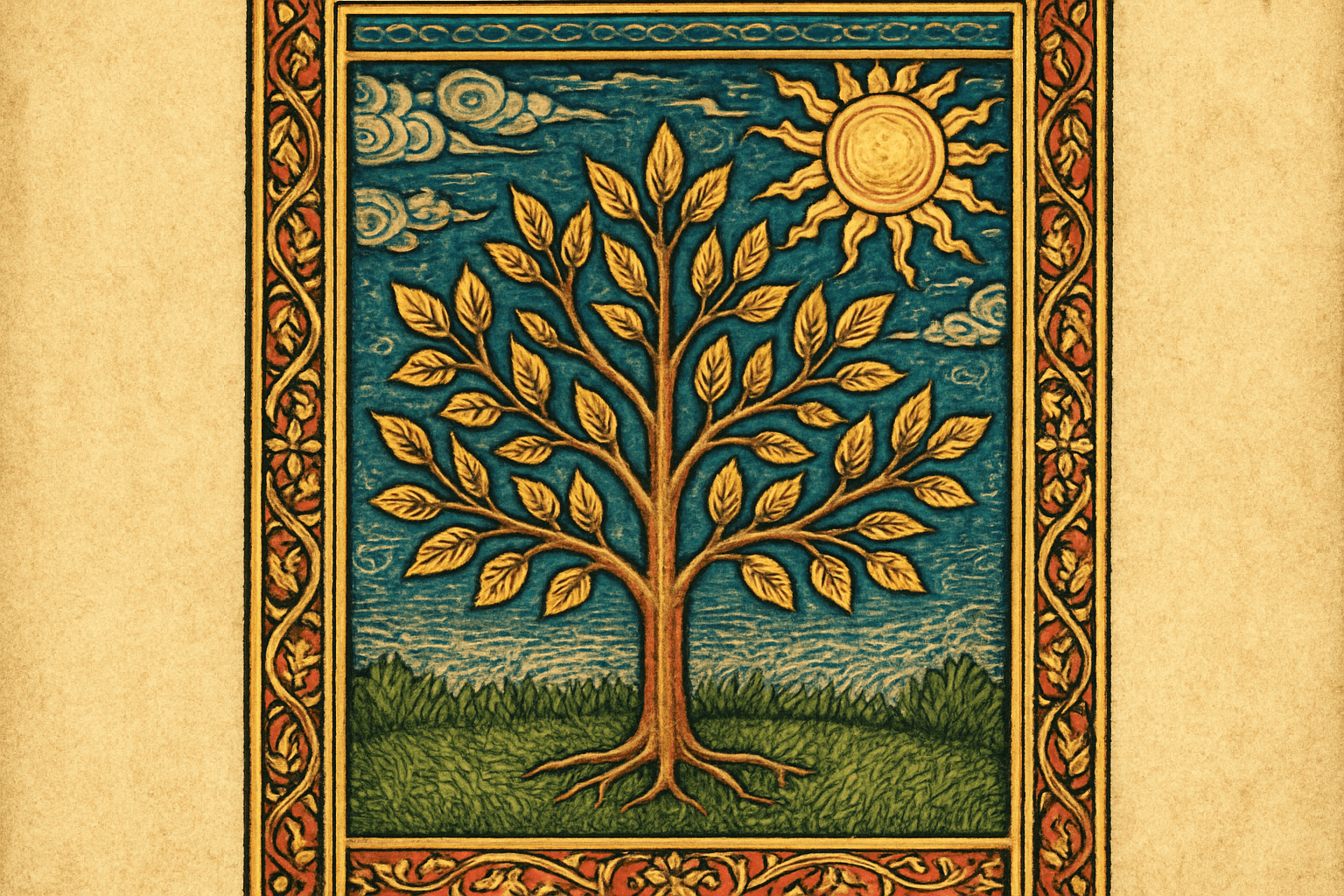 Illuminated Woodblock Print