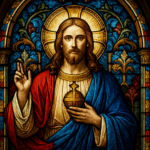 Stained glass god church window :.