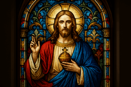 Stained glass god church window