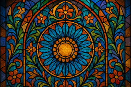 Stained glass window :.
