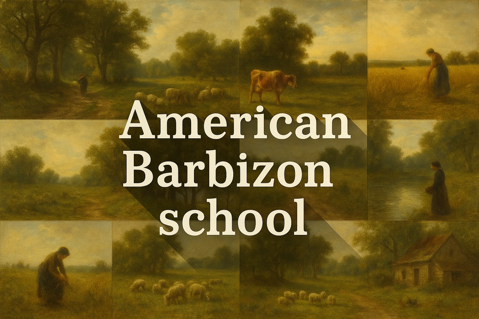 American Barbizon school collage showing several visual interpretations of the style.