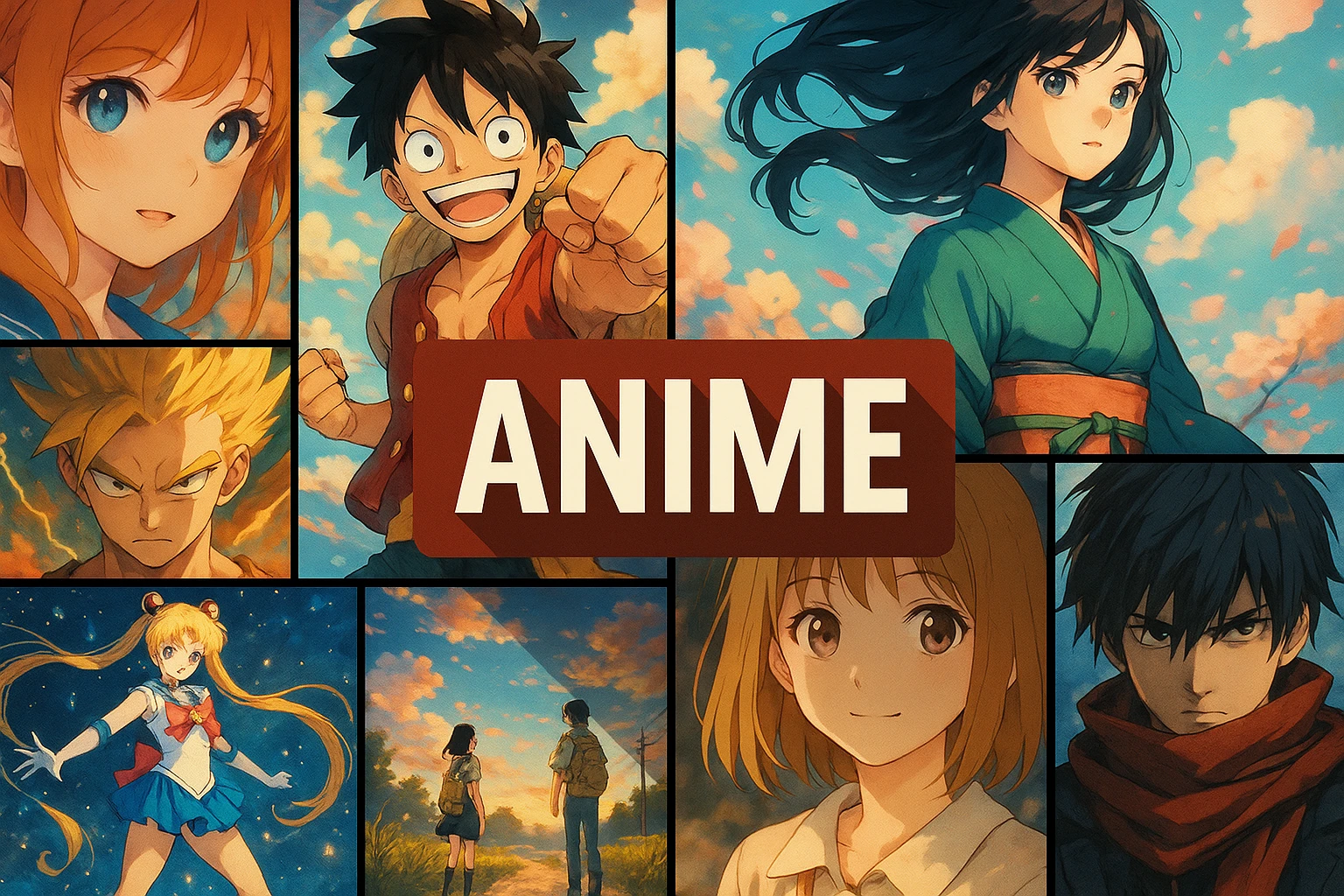 Anime collage showing several visual interpretations of the style.