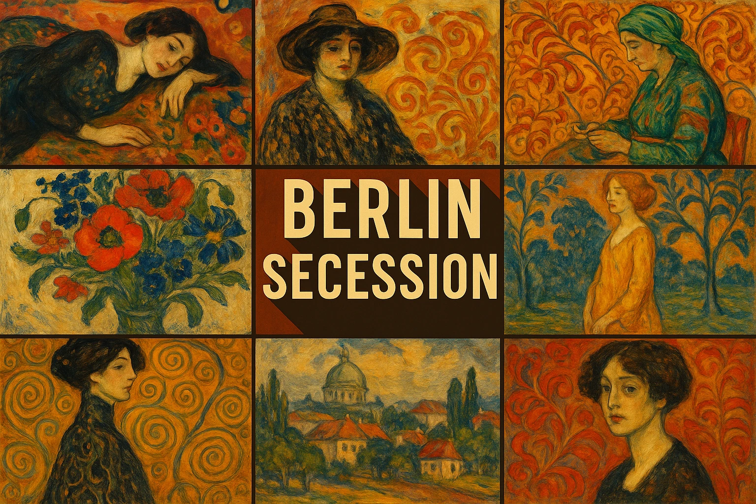 Berlin Secession collage showing several visual interpretations of the style.
