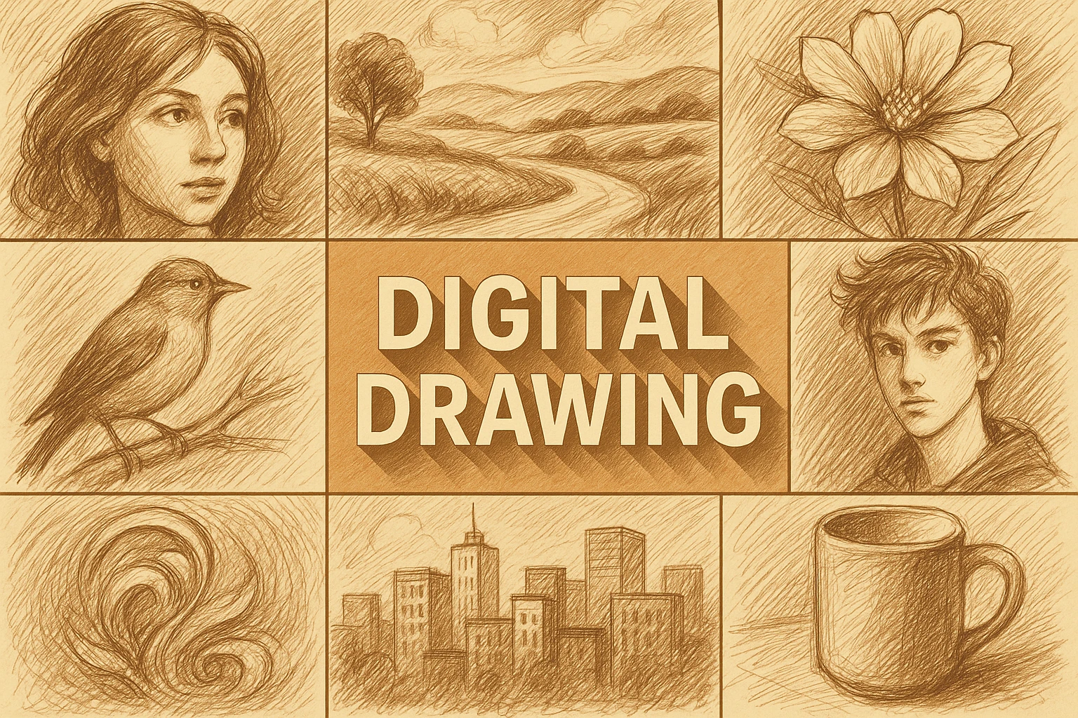 Digital Drawing collage showing several visual interpretations of the style.