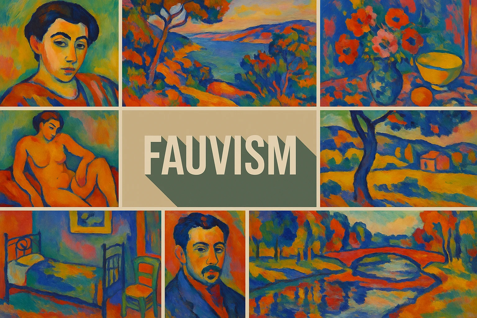 Fauvism collage showing several visual interpretations of the style.