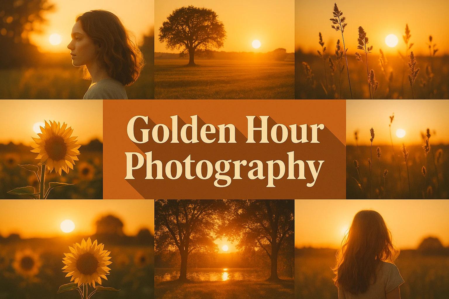 Golden Hour Photography collage showing several visual interpretations of the style.