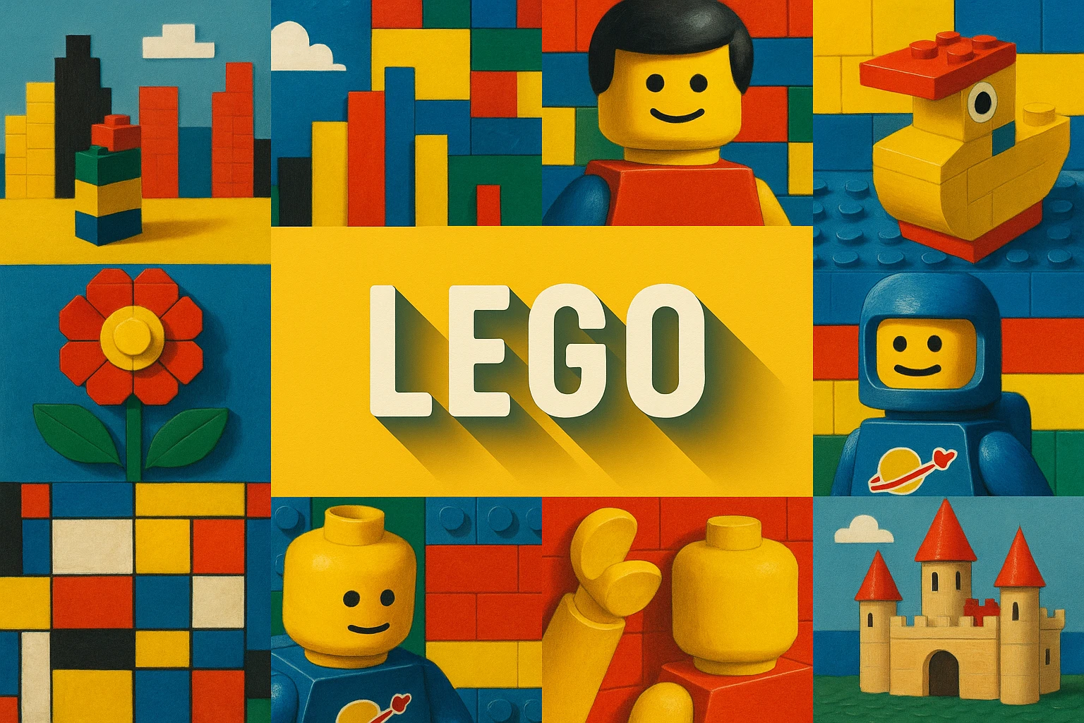 Lego collage showing several visual interpretations of the style.