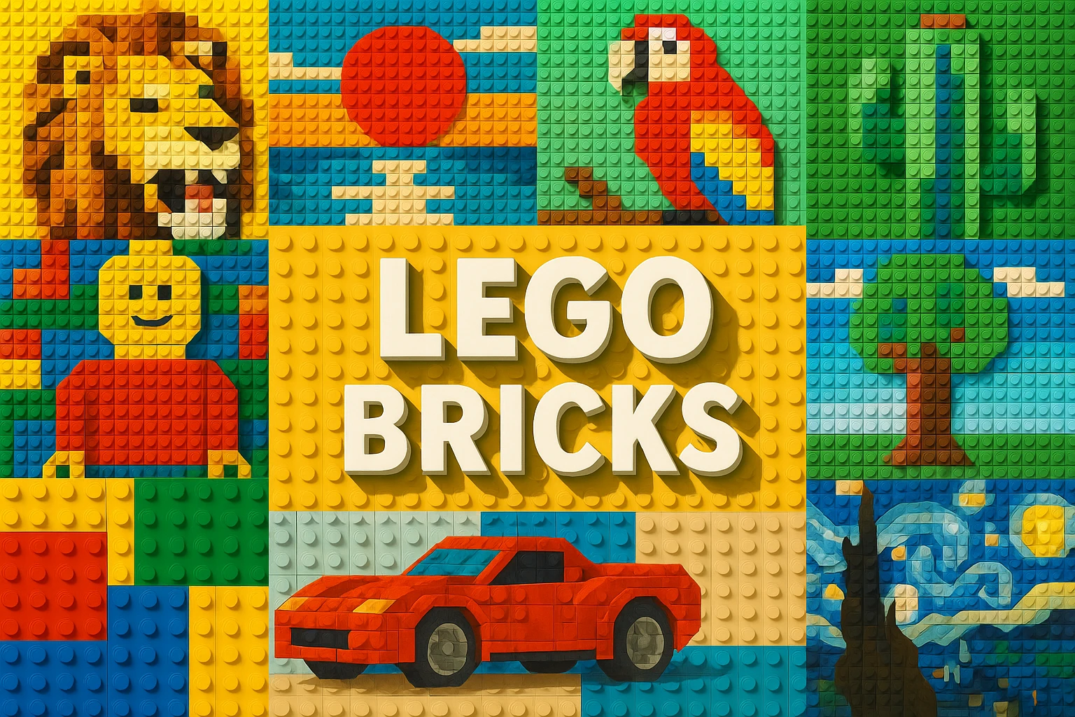 Lego Bricks collage showing several visual interpretations of the style.