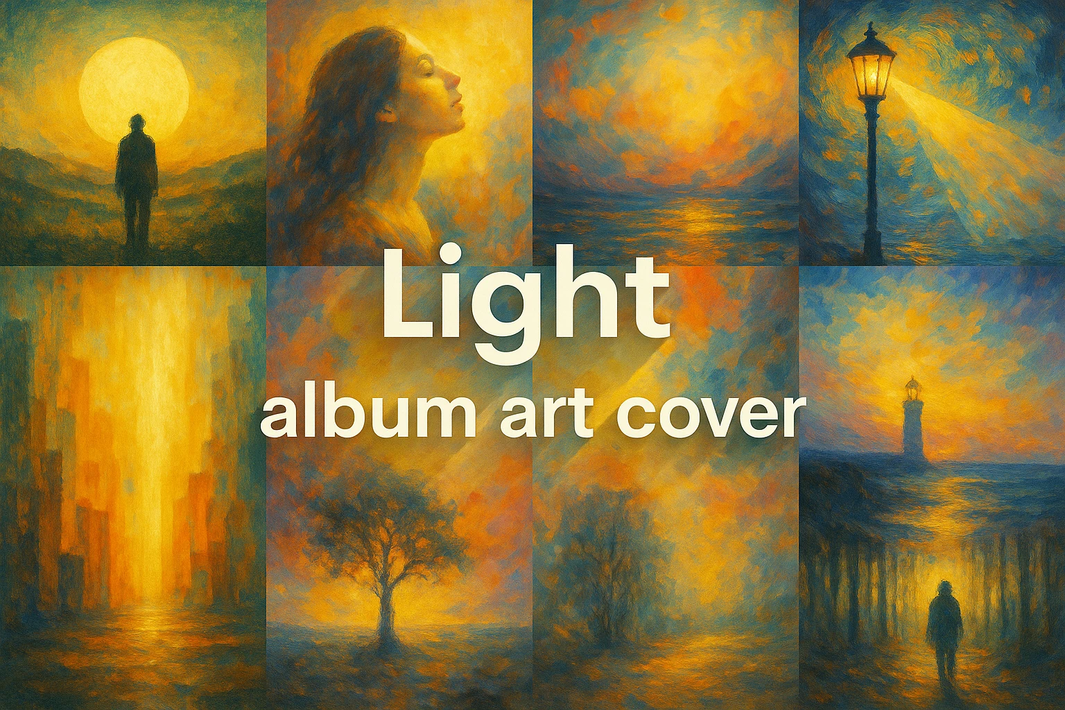 Light album art cover collage showing several visual interpretations of the style.