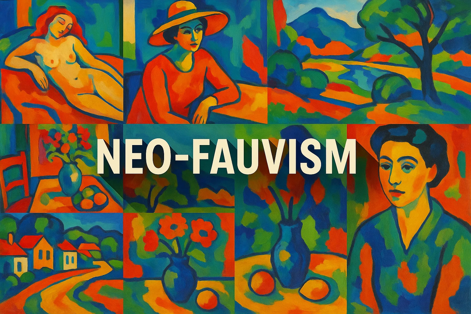 Neo-Fauvism collage showing several visual interpretations of the style.