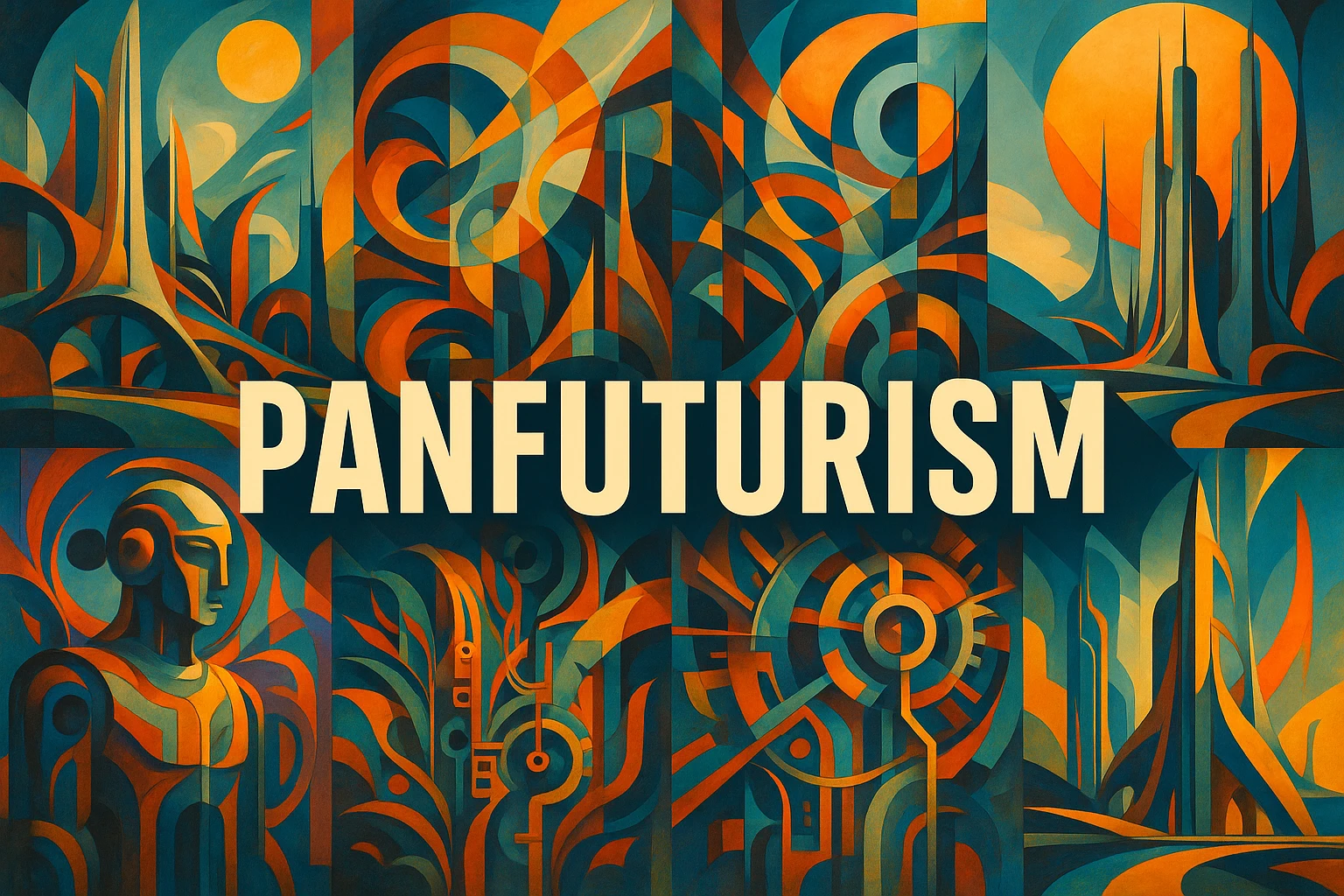 Panfuturism collage showing several visual interpretations of the style.