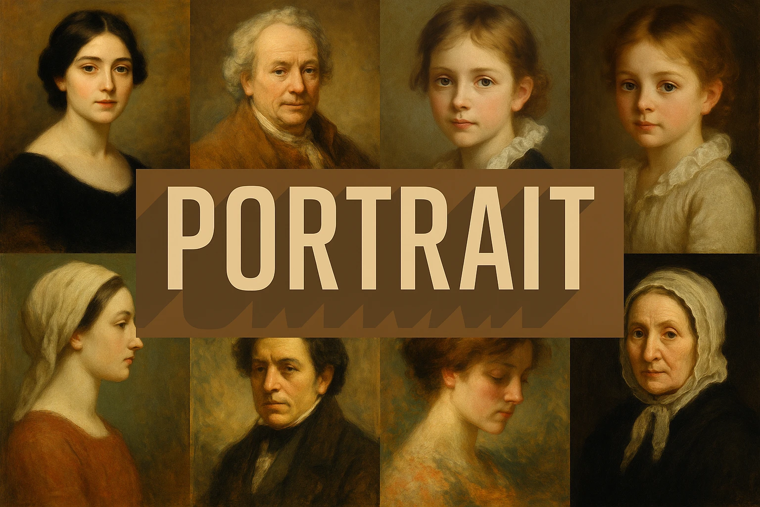 Portrait collage showing several visual interpretations of the style.