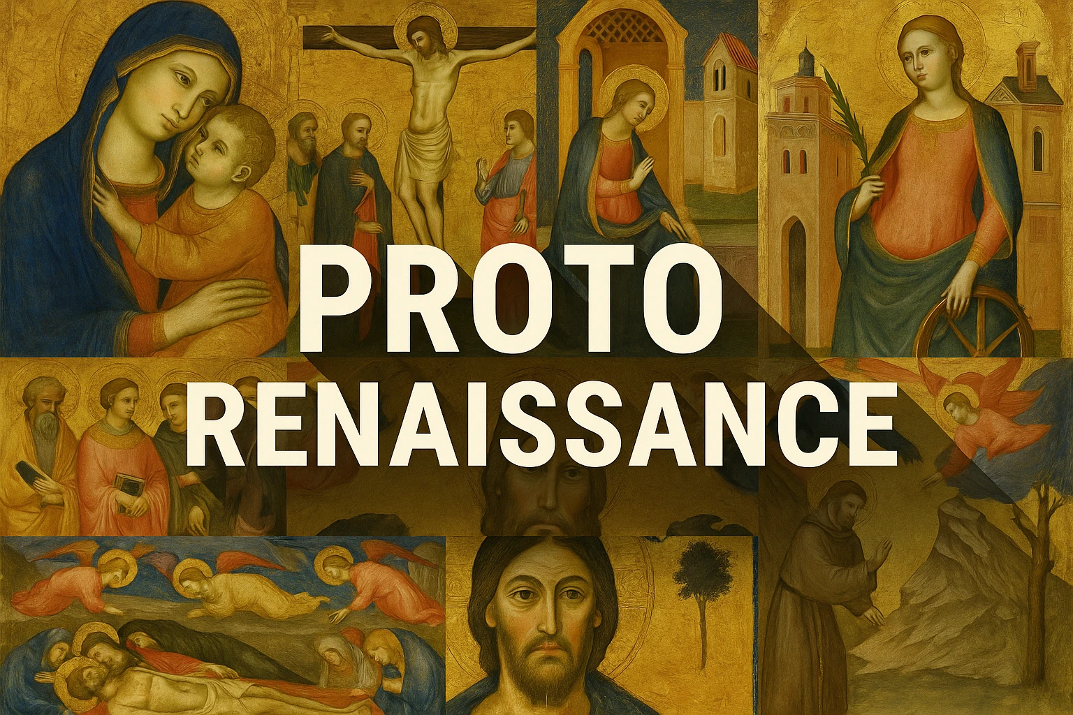 Proto Renaissance collage showing several visual interpretations of the style.