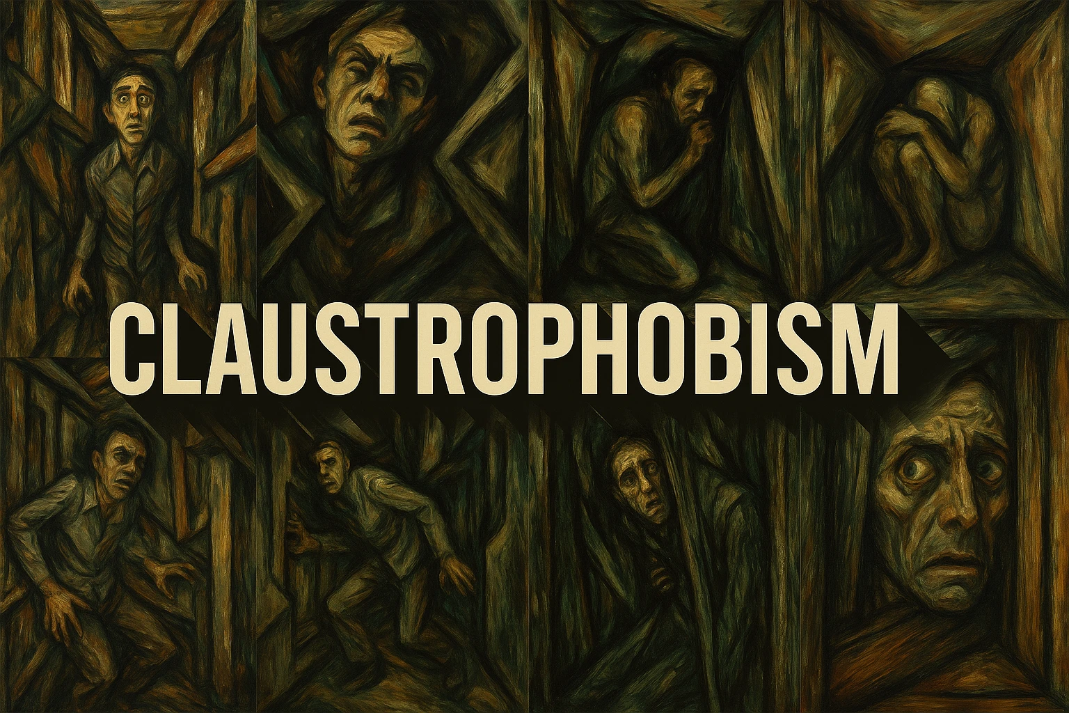 Claustrophobism collage showing several visual interpretations of the style.