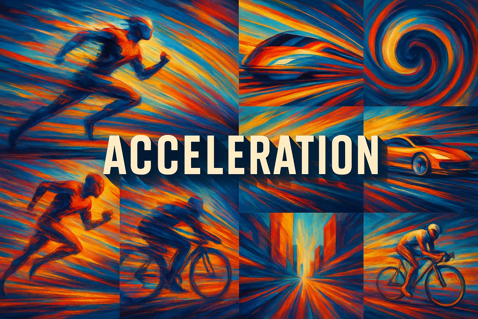 Acceleration collage showing several visual interpretations of the style.