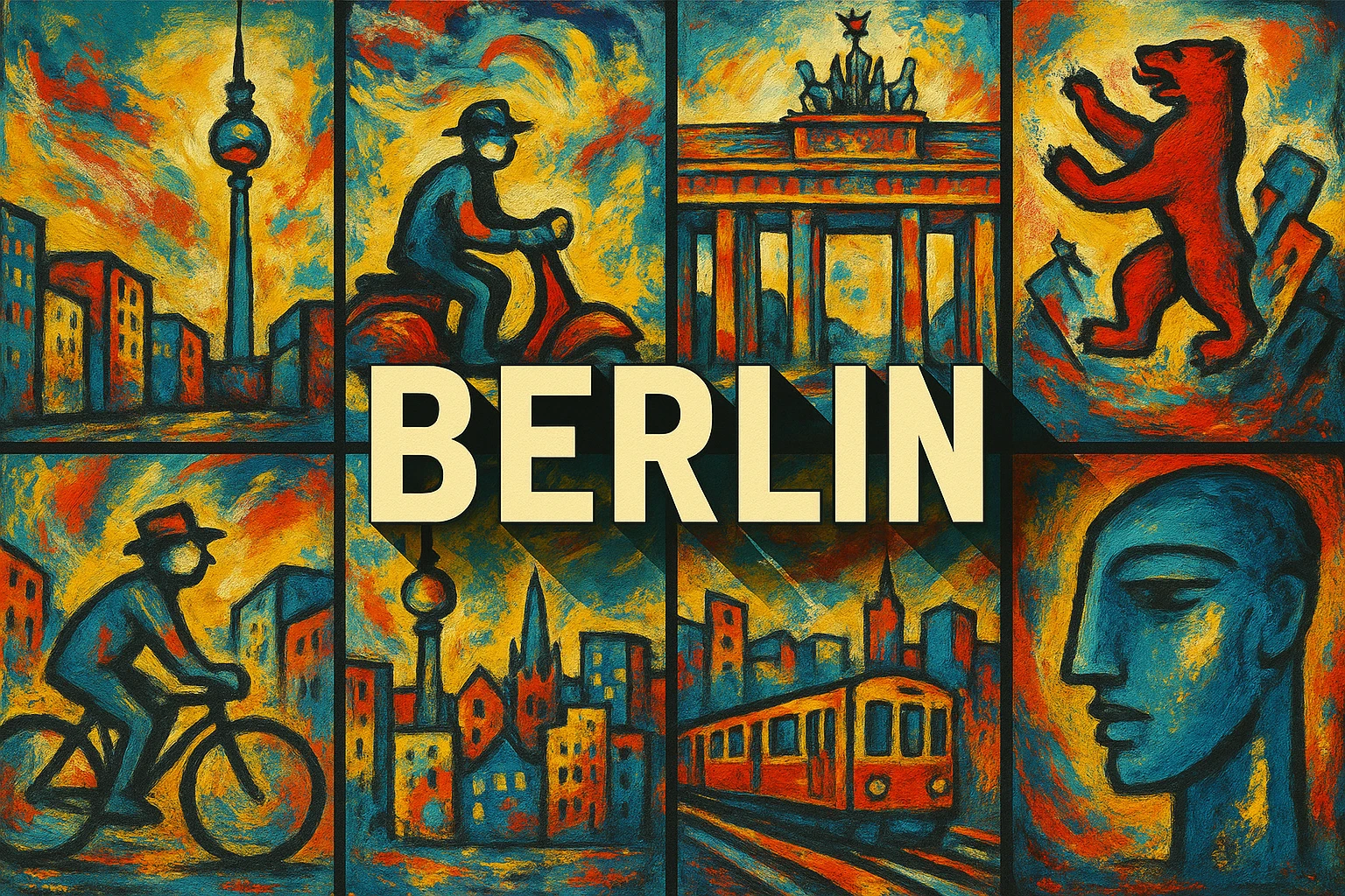 Berlin collage showing several visual interpretations of the style.