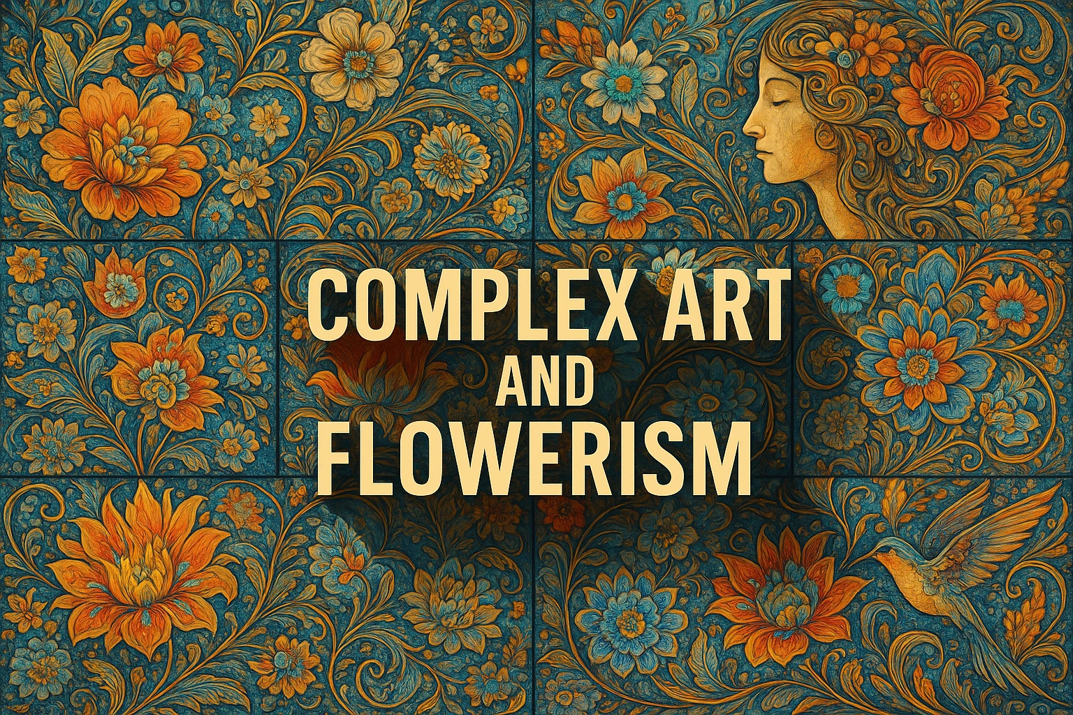 Complex Art and Flowerism collage showing several visual interpretations of the style.