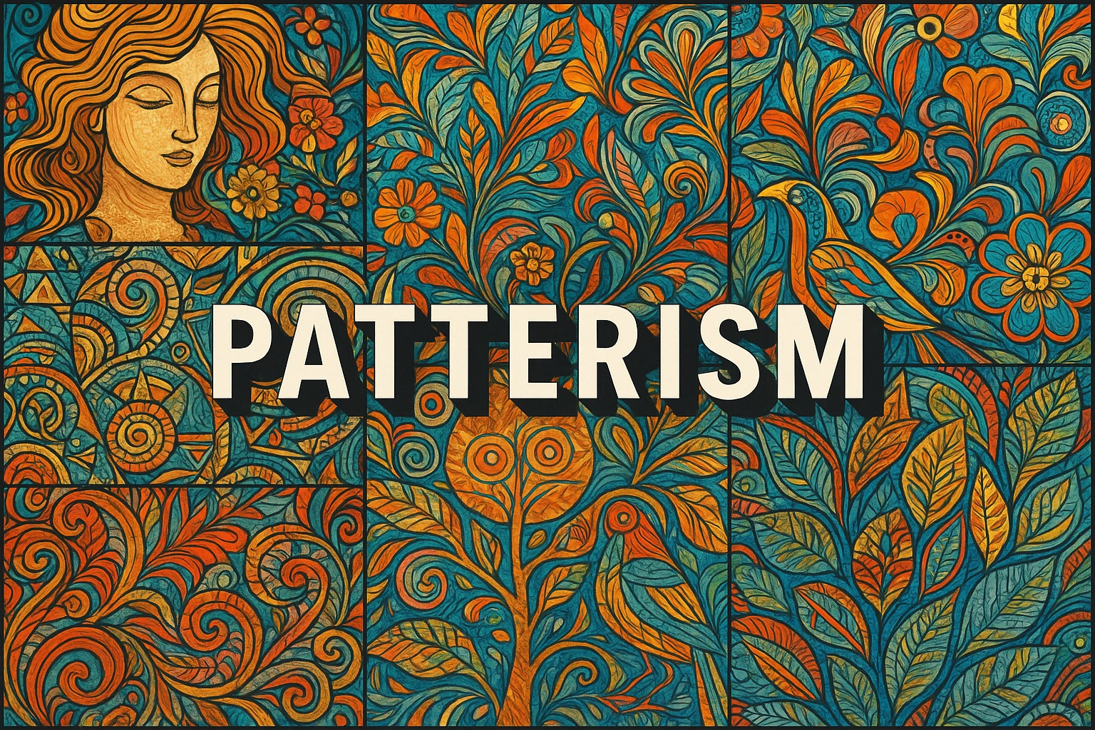 Patterism collage showing several visual interpretations of the style.