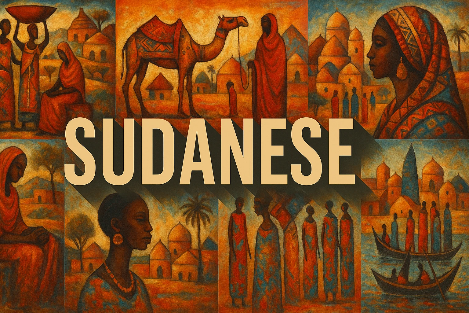 Sudaneses collage showing several visual interpretations of the style.