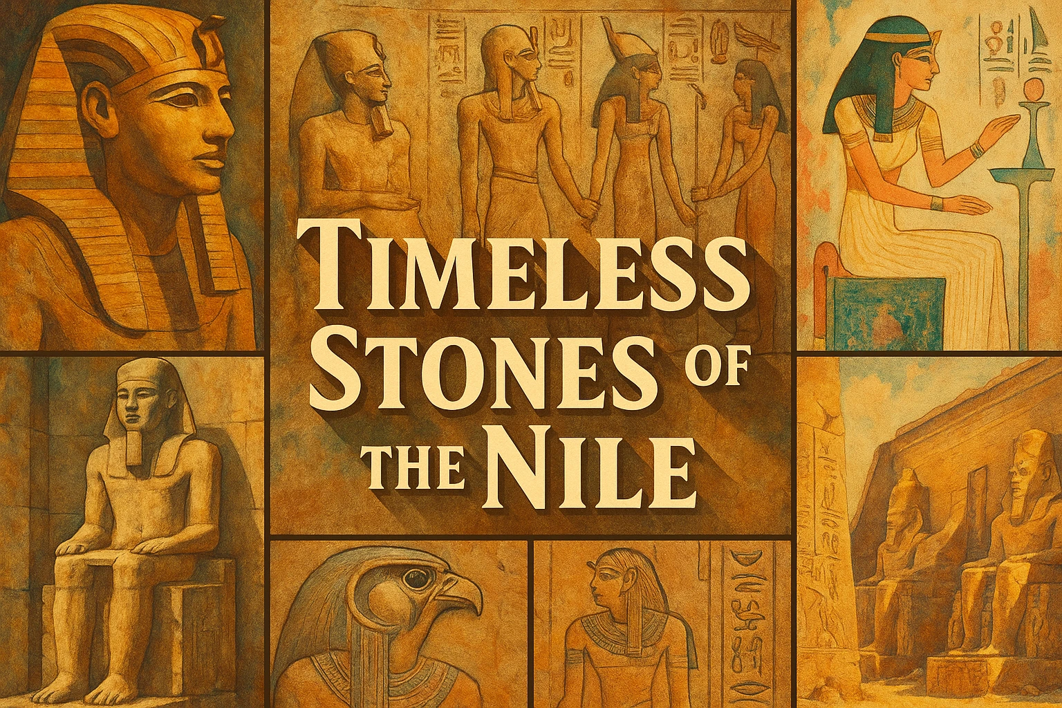 Timeless Stones of the Nile collage showing several visual interpretations of the style.