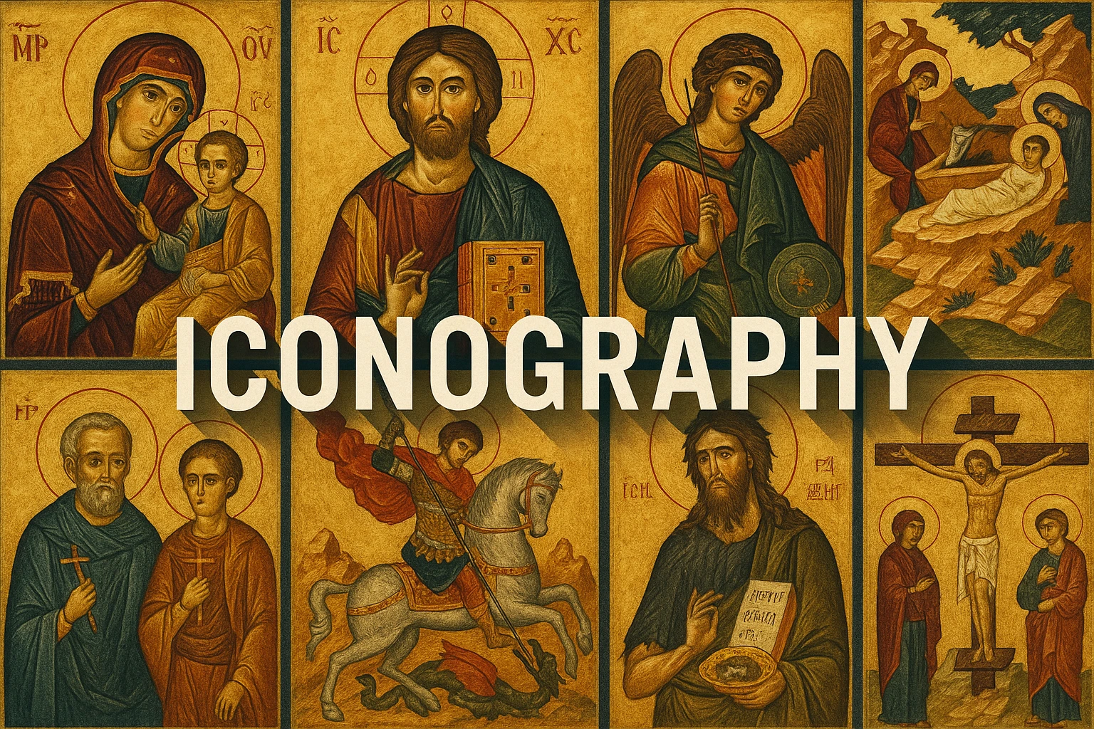 Iconography collage showing several visual interpretations of the style.