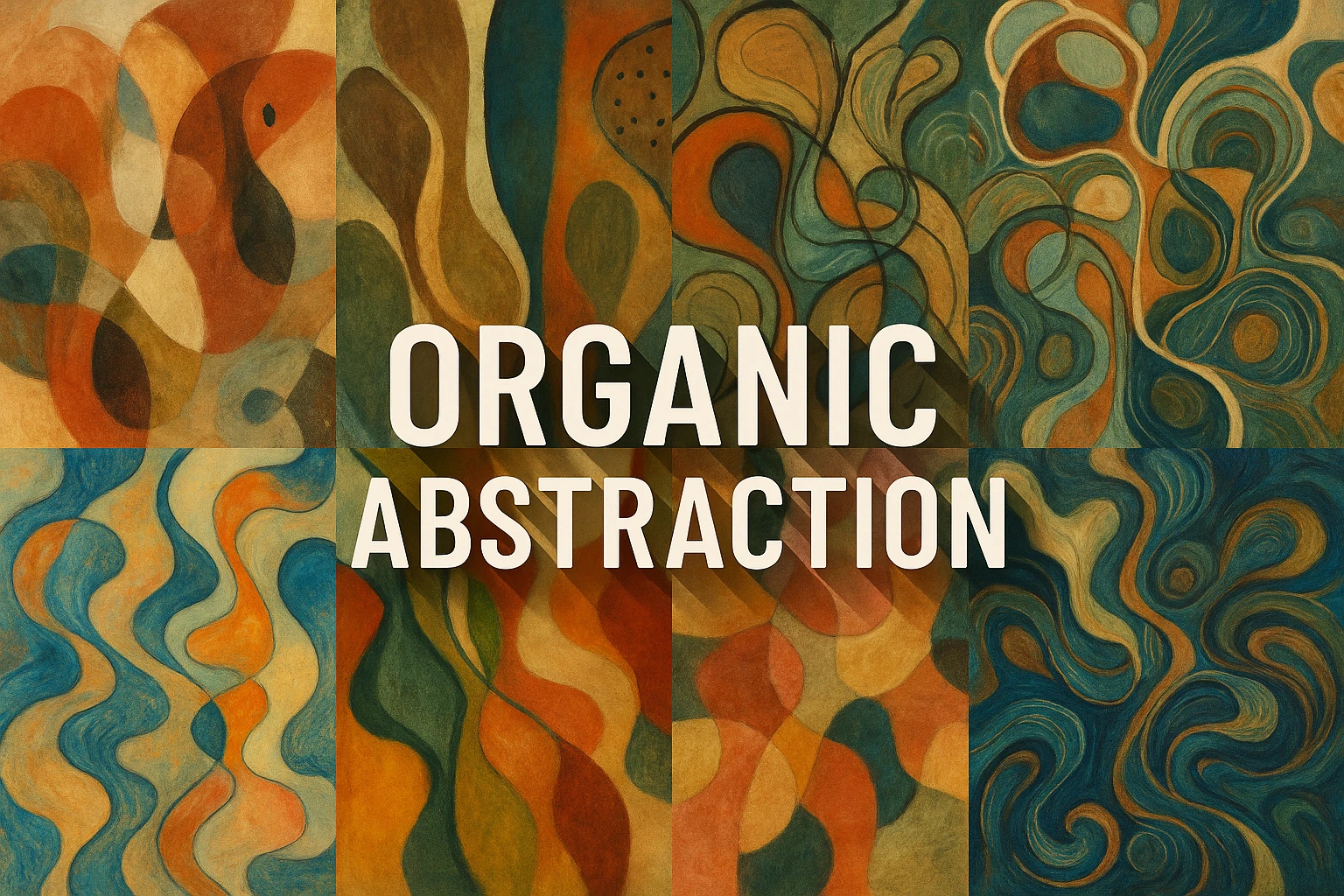 Organic Abstraction collage showing several visual interpretations of the style.