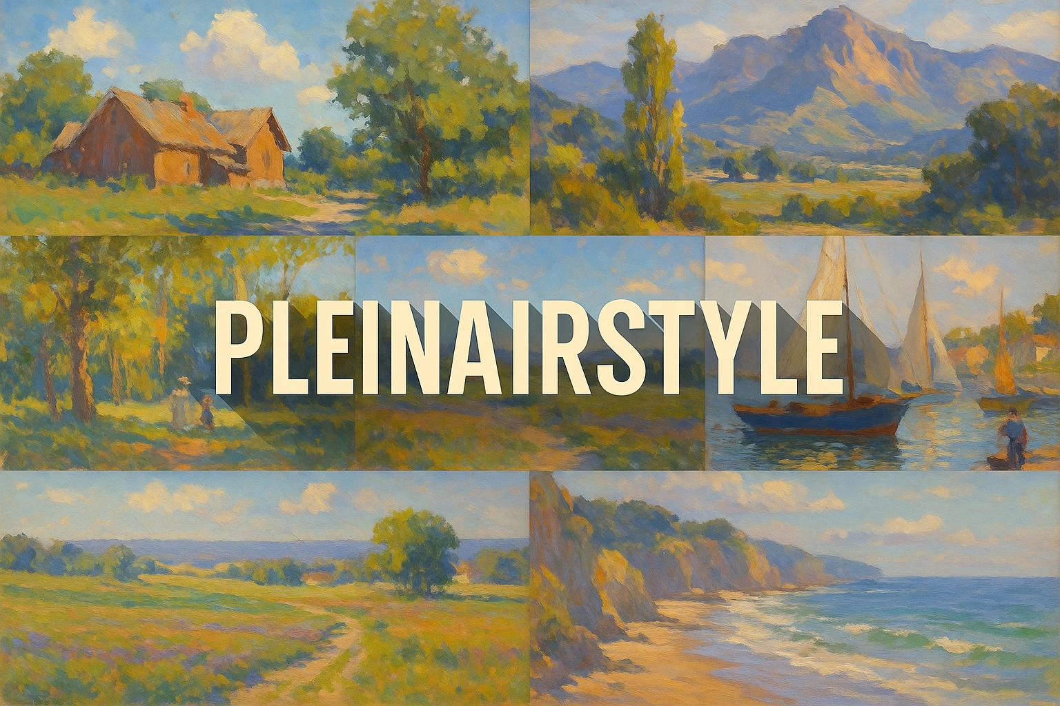 Pleinairstyle collage showing several visual interpretations of the style.