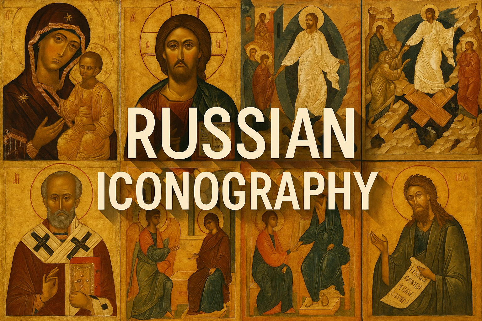 Russian Iconography collage showing several visual interpretations of the style.