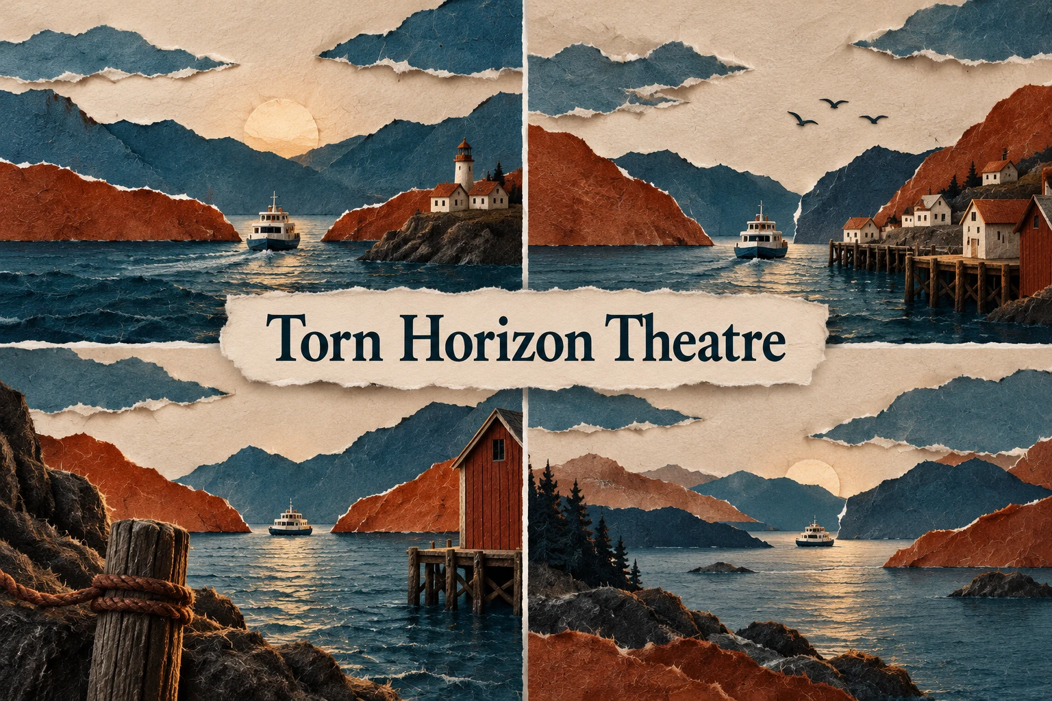 Torn Horizon Theatre collage showing several visual interpretations.