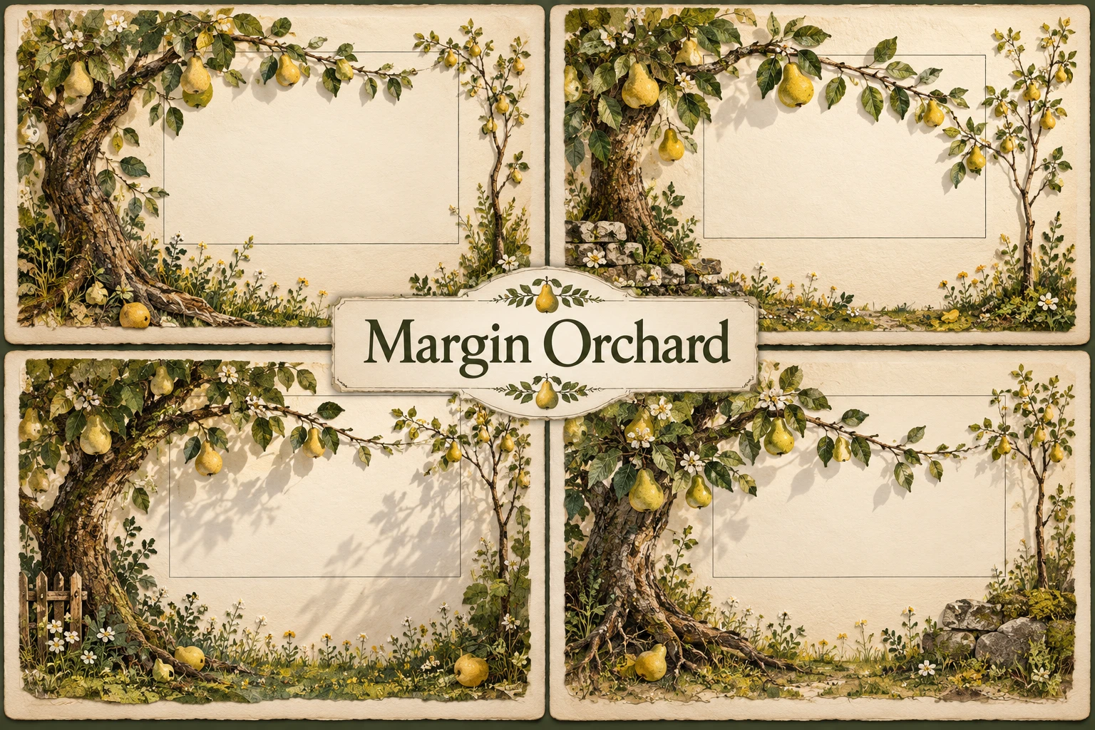 Margin Orchard collage showing several visual interpretations.
