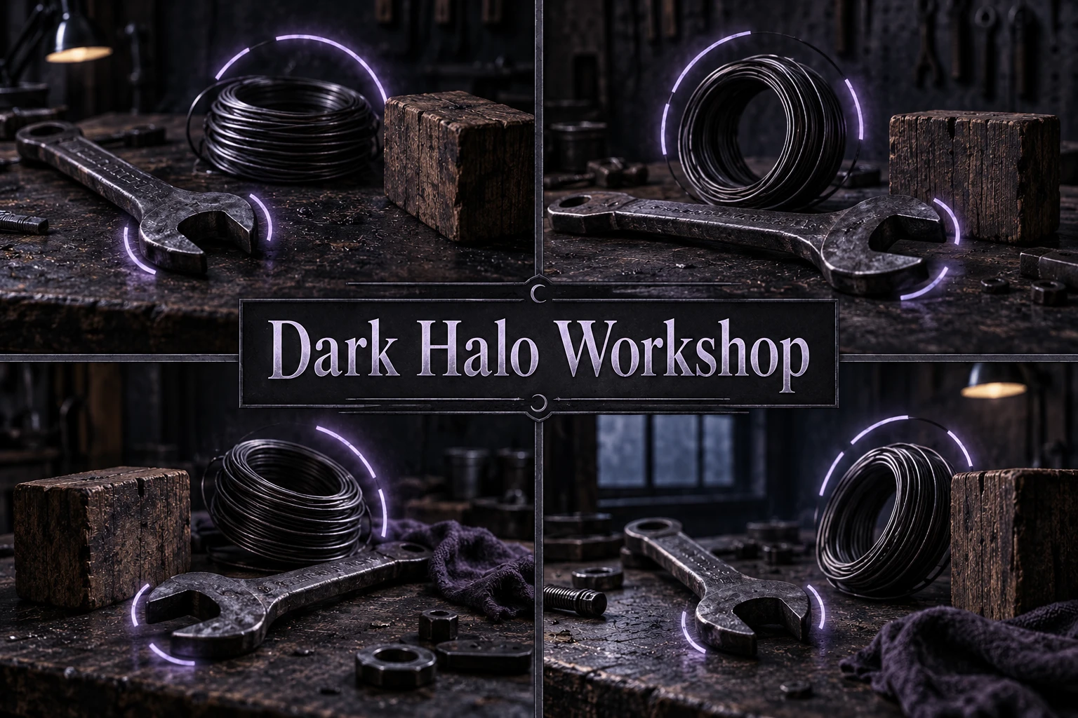 Dark Halo Workshop collage showing several visual interpretations.