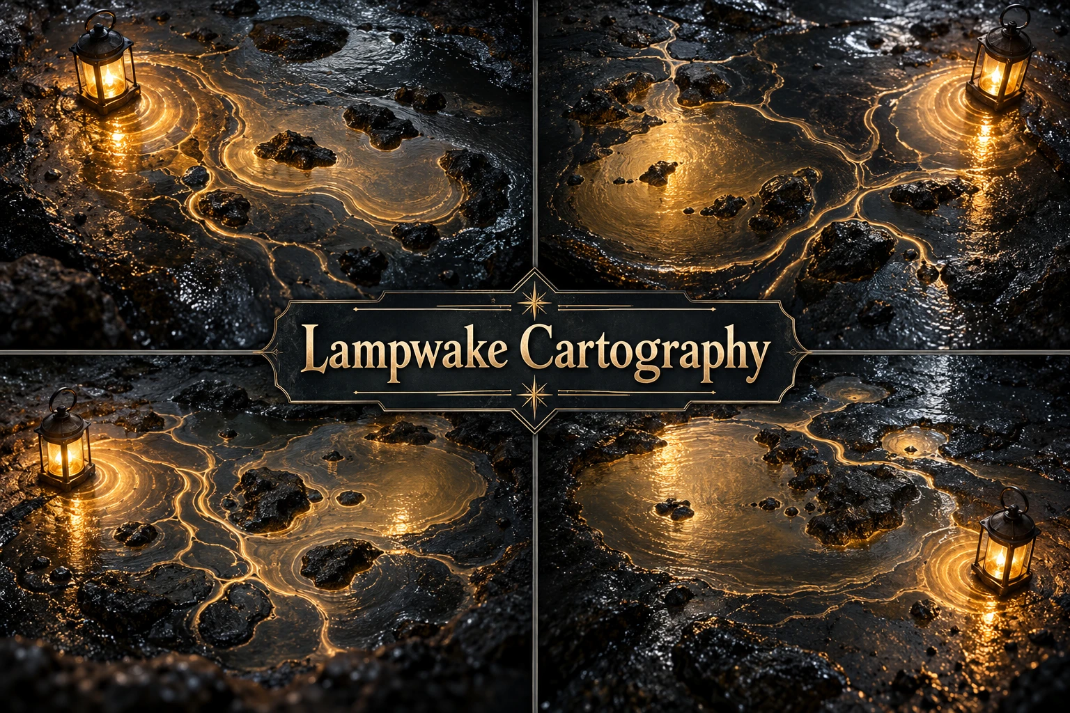 Lampwake Cartography collage showing several visual interpretations.
