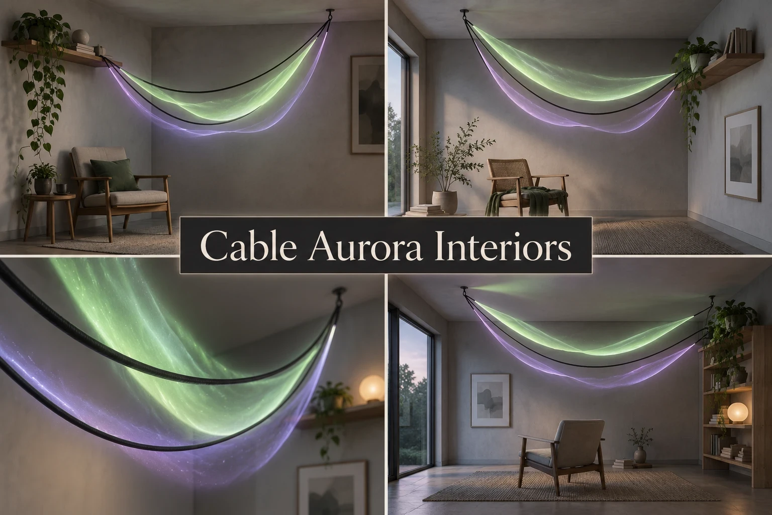 Cable Aurora Interiors collage showing several visual interpretations of the style.