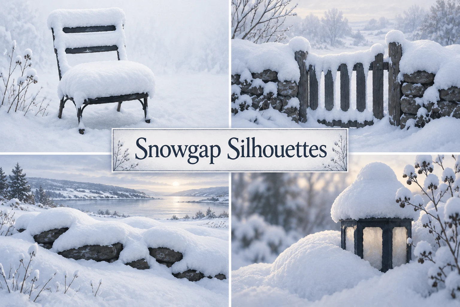 Snowgap Silhouettes collage showing several visual interpretations.