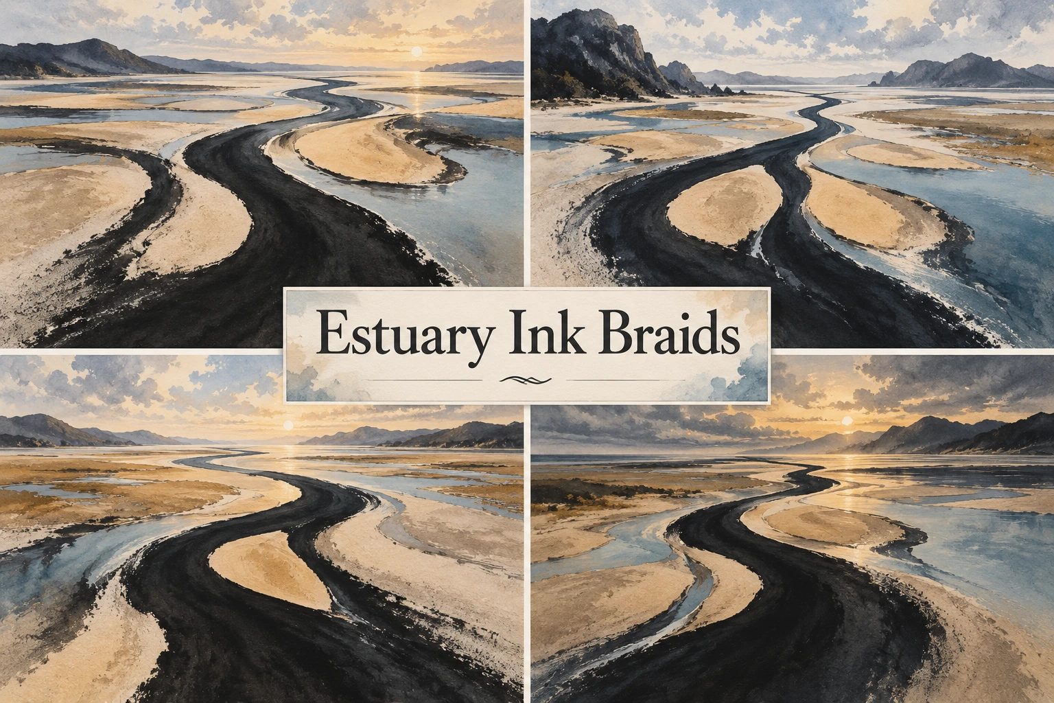 Estuary Ink Braids collage showing several visual interpretations.