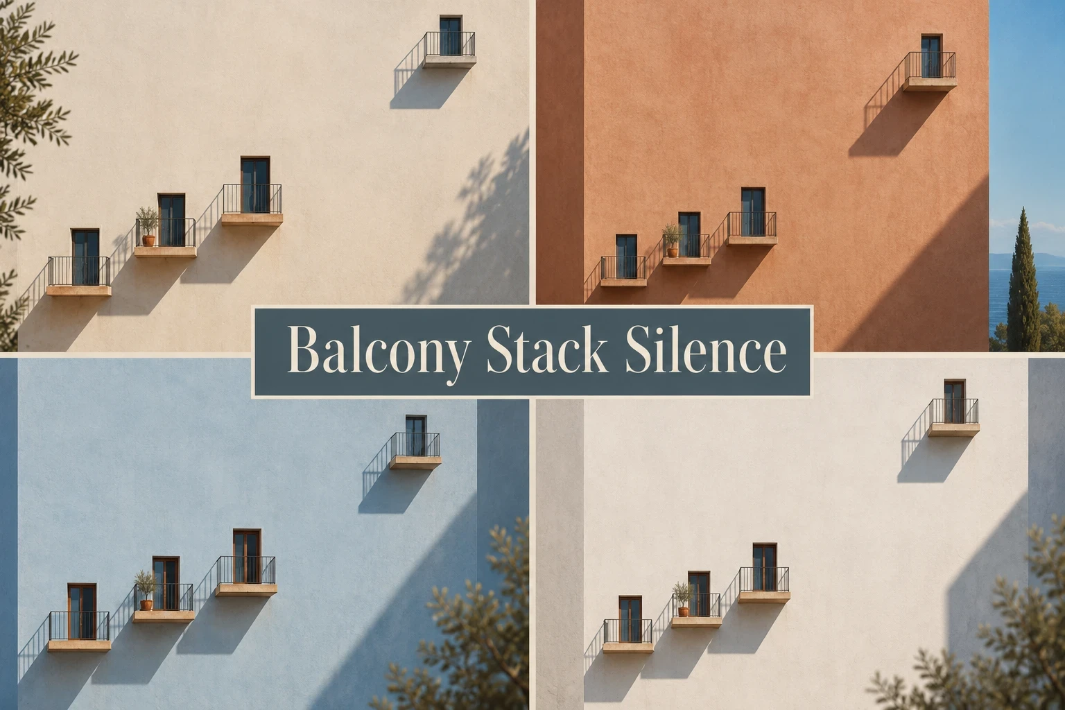 Balcony Stack Silence collage showing several visual interpretations of the style.