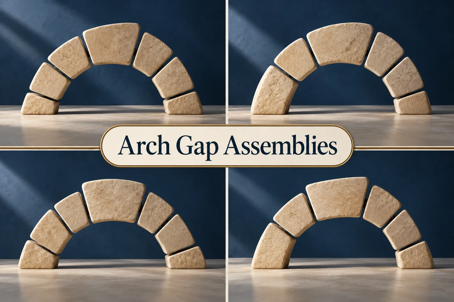 Arch Gap Assemblies collage showing several visual interpretations of the style.