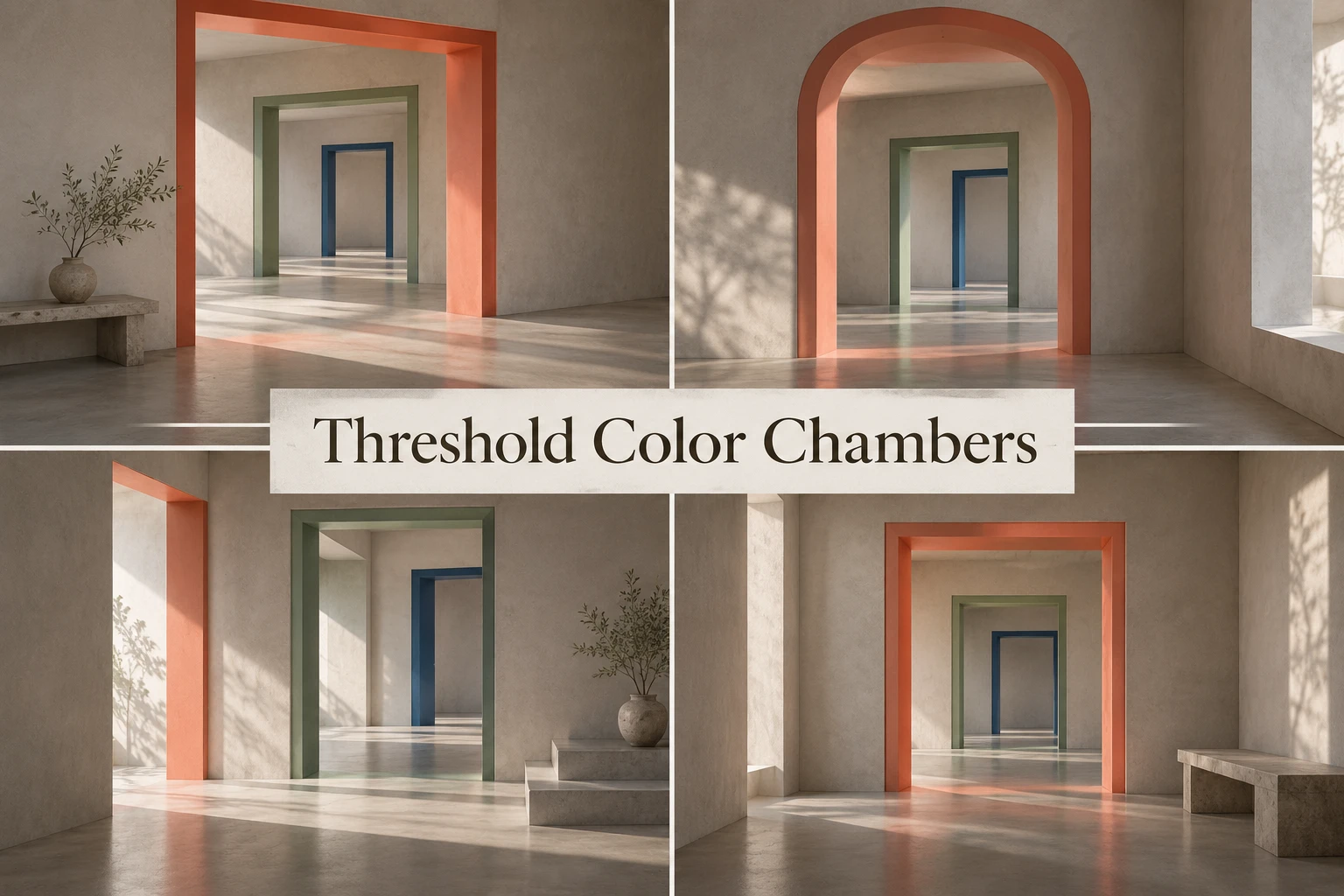 Threshold Color Chambers collage showing several visual interpretations.