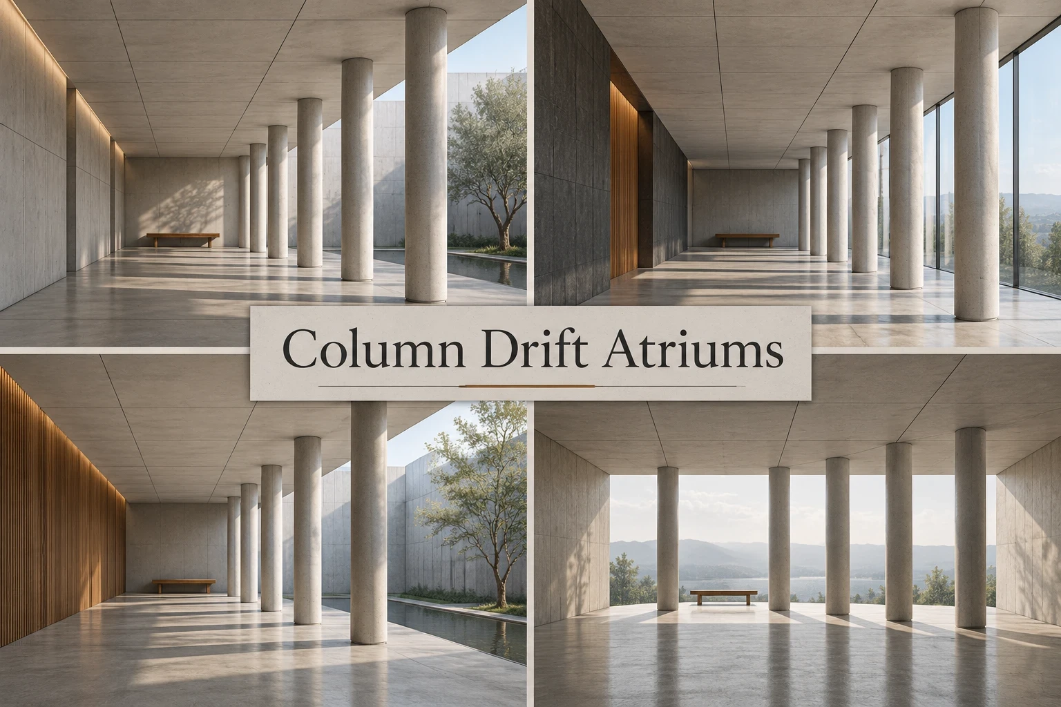 Column Drift Atriums collage showing several visual interpretations of the style.