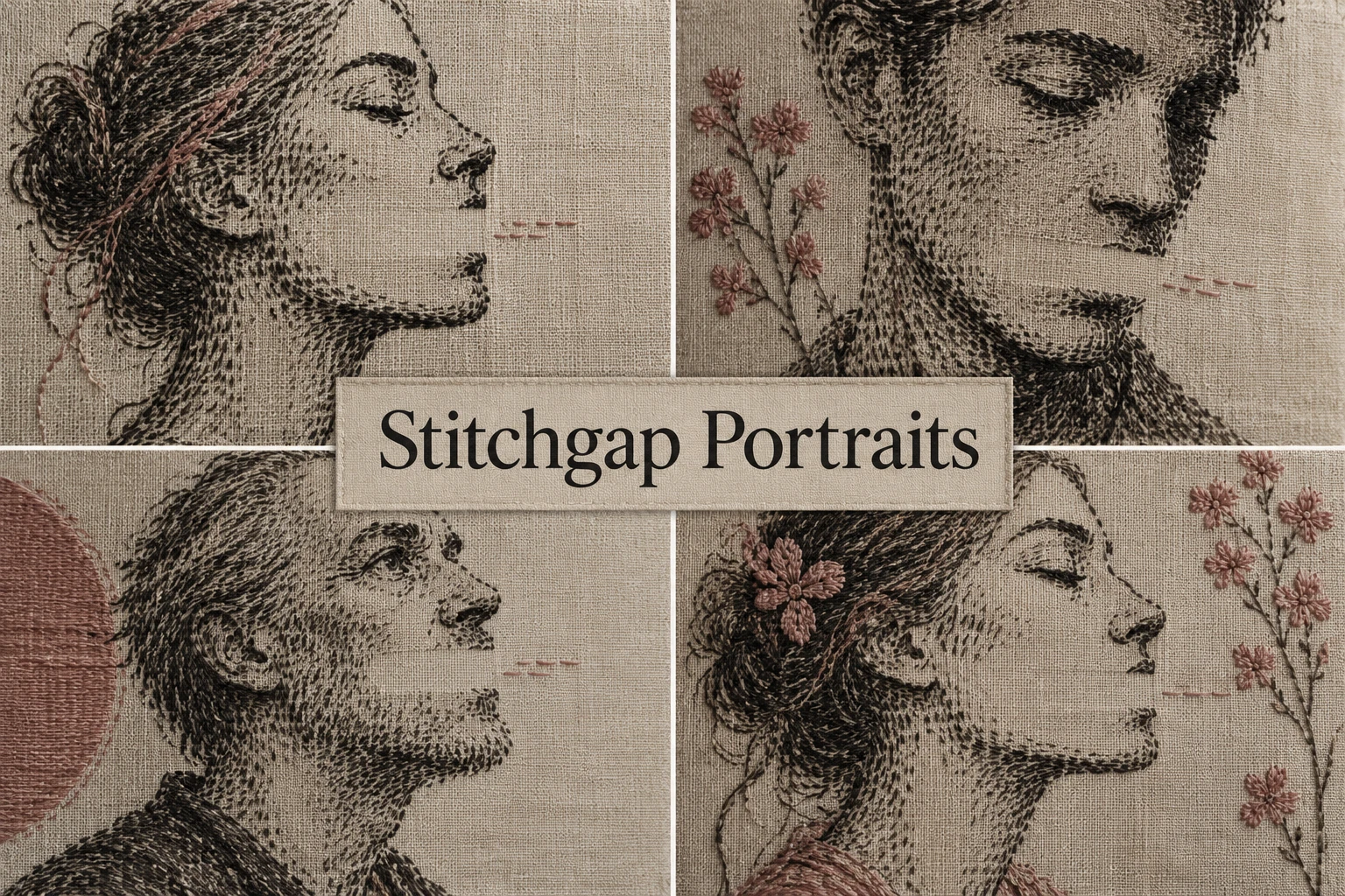 Stitchgap Portraits collage showing several visual interpretations.