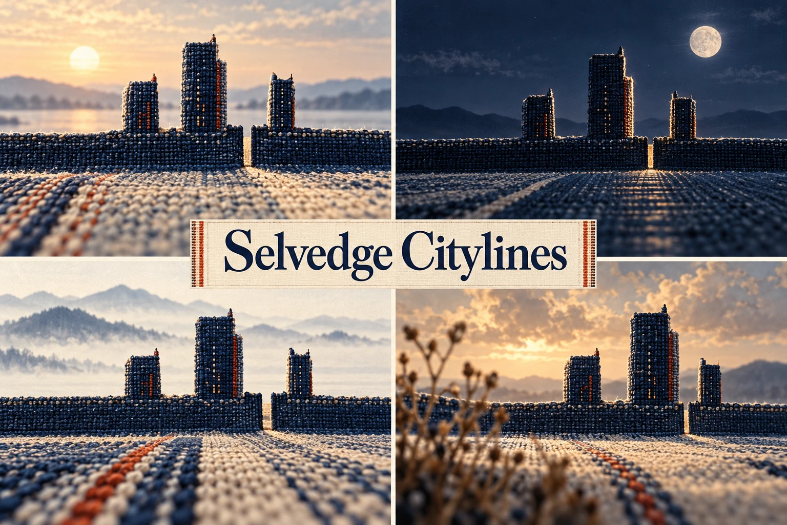 Selvedge Citylines collage showing several visual interpretations.