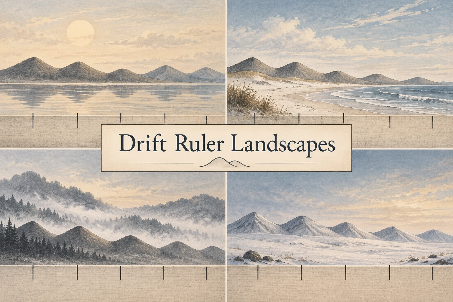 Drift Ruler Landscapes collage showing several visual interpretations.