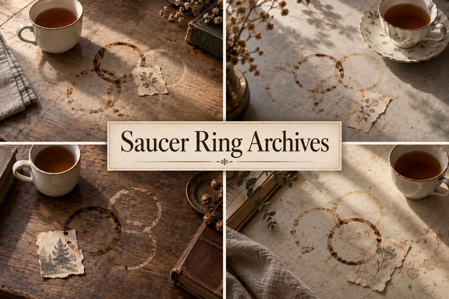 Saucer Ring Archives collage showing several visual interpretations.