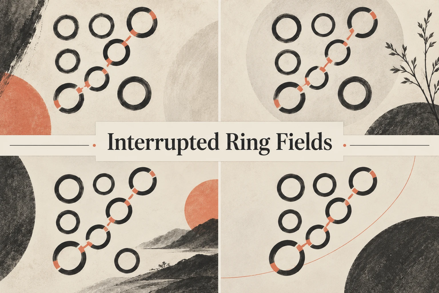 Interrupted Ring Fields collage showing several visual interpretations.