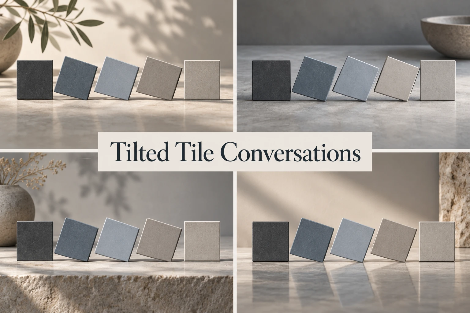 Tilted Tile Conversations collage showing several visual interpretations.