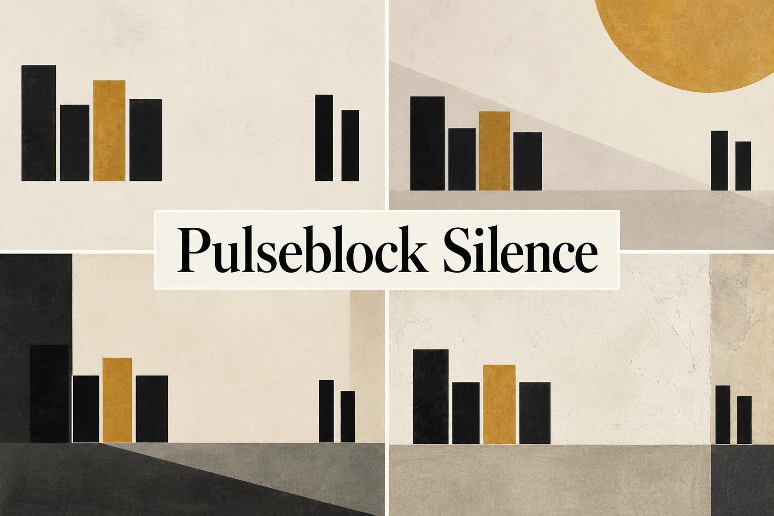Pulseblock Silence collage showing several visual interpretations.