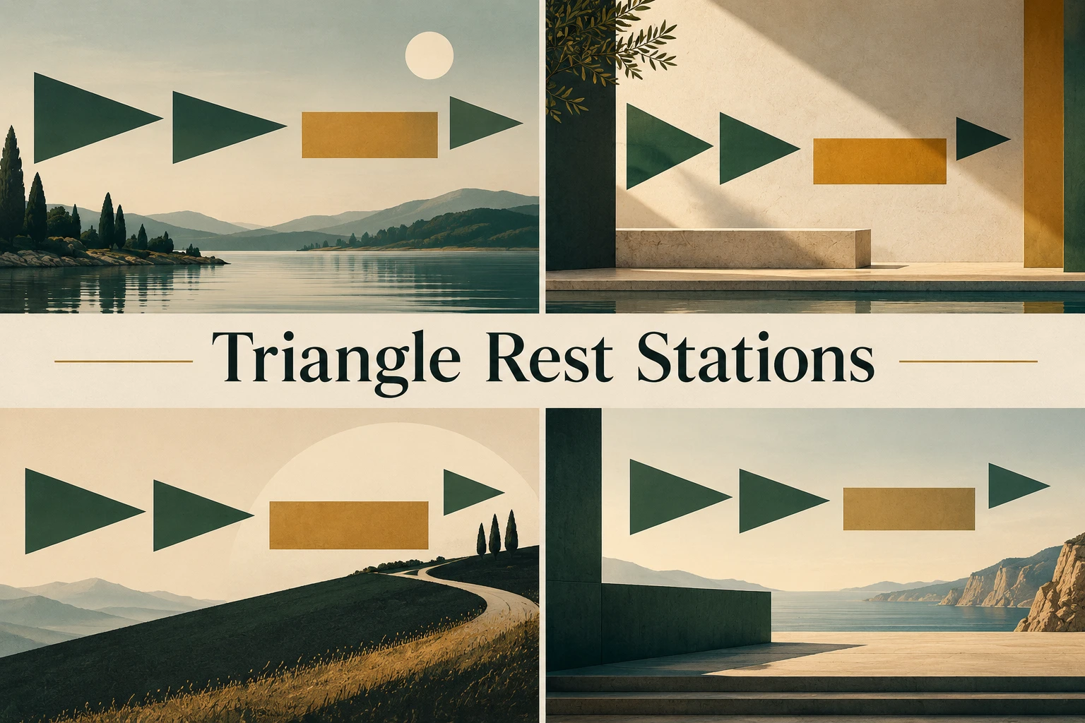 Triangle Rest Stations collage showing several visual interpretations.