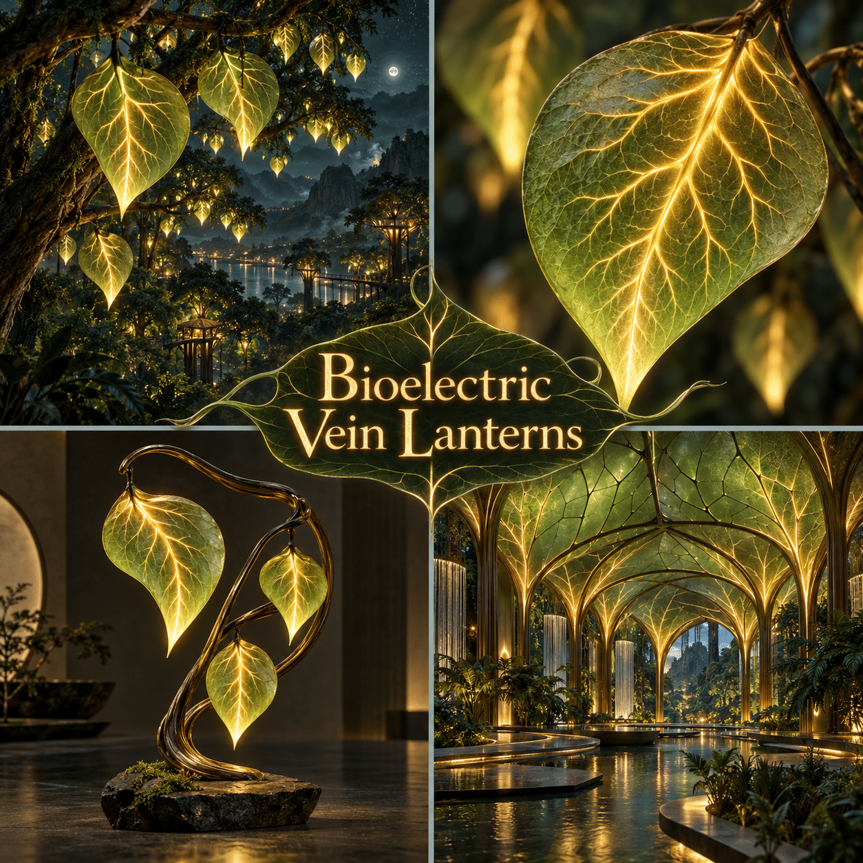 Four interpretations of Bioelectric Vein Lanterns, with the complete style name prominently in the center.