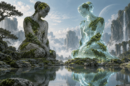 Digital Twin Moss Statues