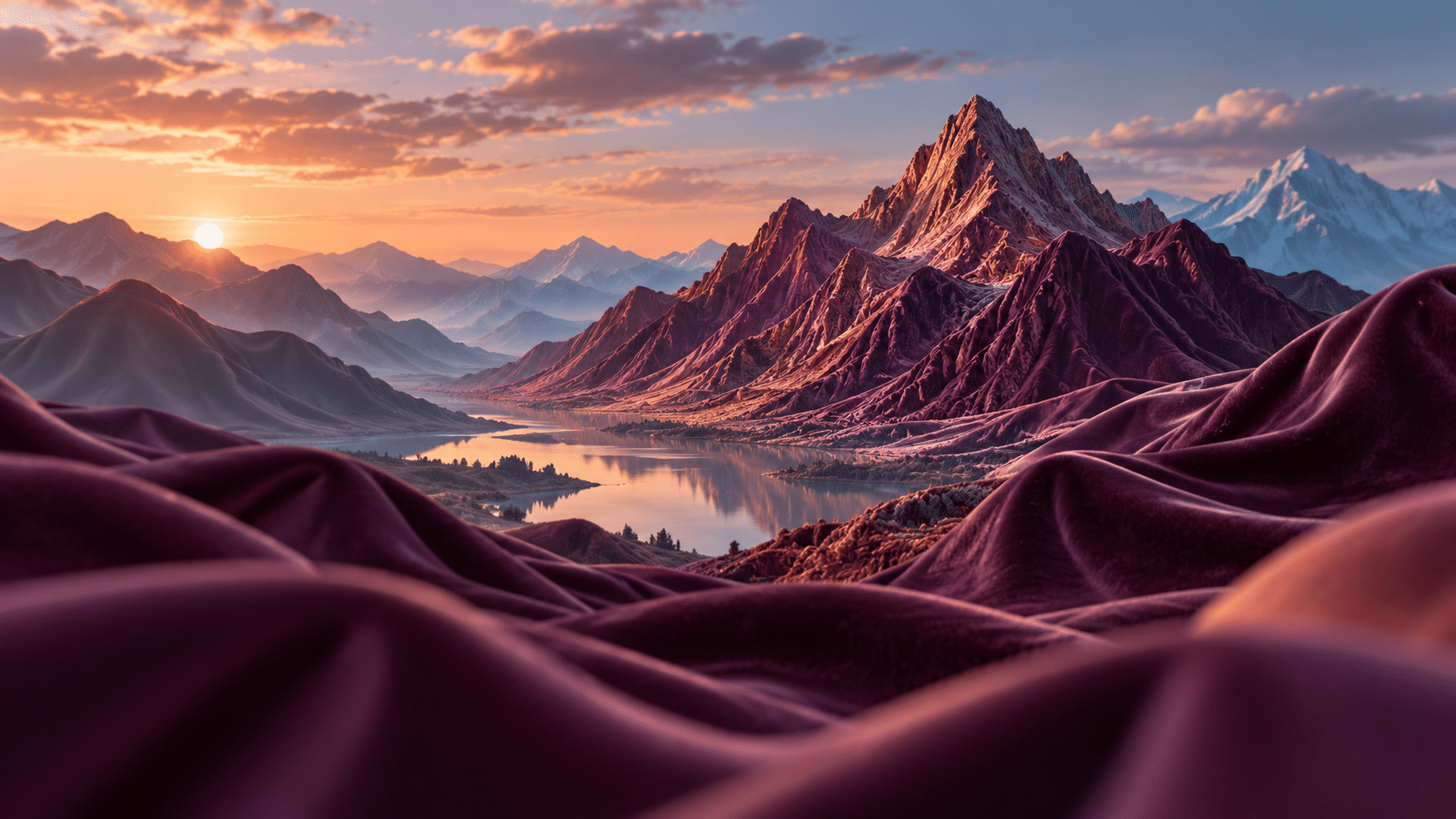 Foveated Velvet Panoramas: a panoramic textile mountain range.